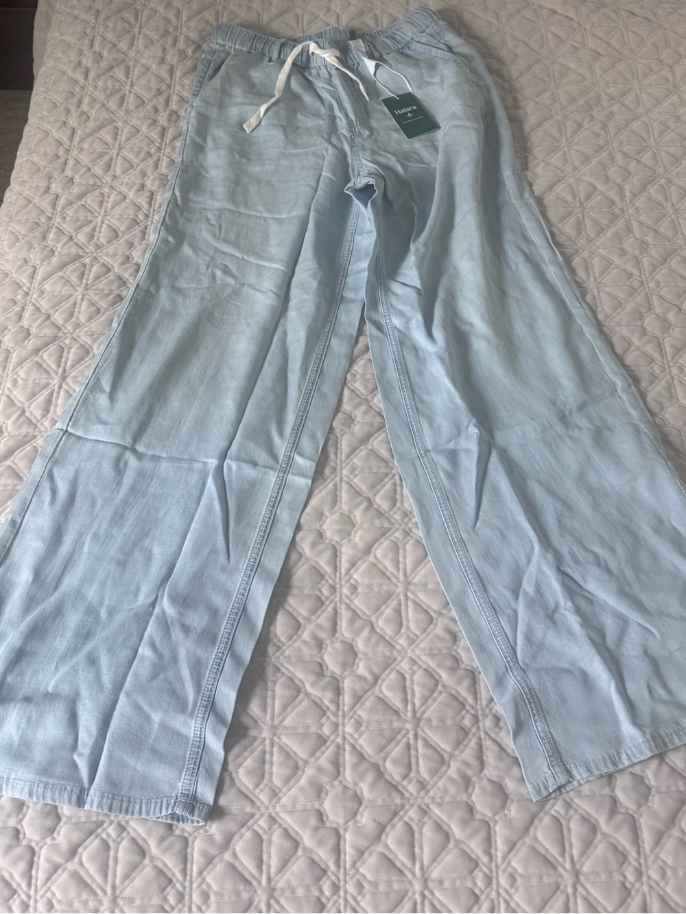 HALARA Light Blue Men's Bootcut Linen-Blend Jeans